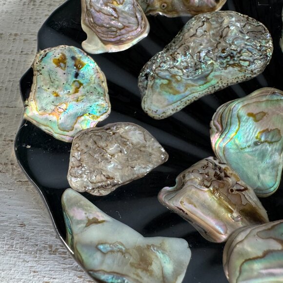 Vintage Abalone Shell Pieces in Resin Soap Dish - Seashell Trinket Holder - Picture 4 of 12